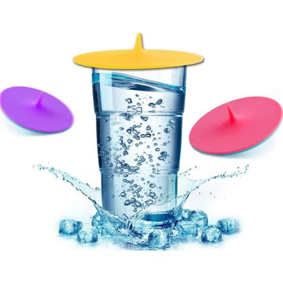 Silicone Cup Covers (Set of 4) ，Multicolored Silicone Lids for Mugs, Cups, Tea - Picture 3 of 7